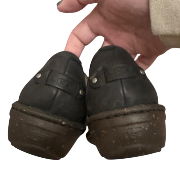 Ugg Australia Women’s Anila Clog Shoes Black Leather Woven Detail Size 7 EUC - Picture 5 of 9